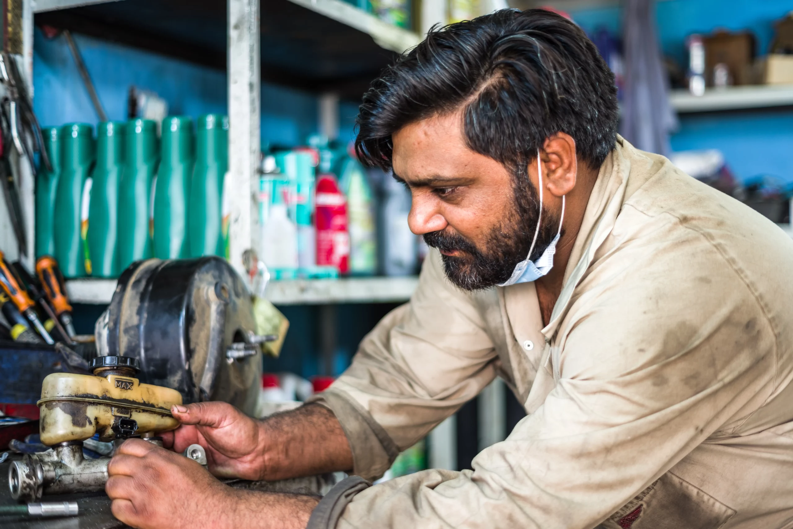 Man working on equipment